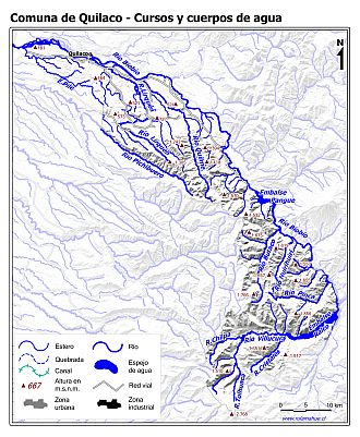 Mapa de la hidrografía de la comuna