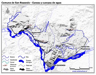 Mapa de la hidrografía de la comuna