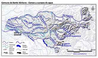 Mapa de la hidrografía de la comuna