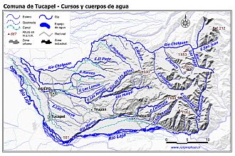Mapa de la hidrografía de la comuna