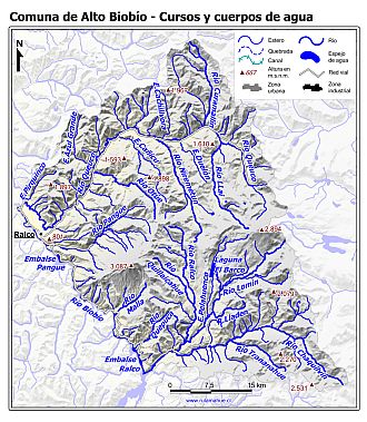 Mapa de la hidrografía de la comuna