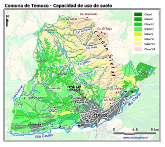 Mapa de la distribución de la capacidad de uso de los suelos
