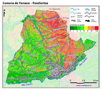 Mapa de las pendientes de terreno