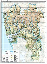 Mapa pequeño de la comuna de Carahue en formato PDF