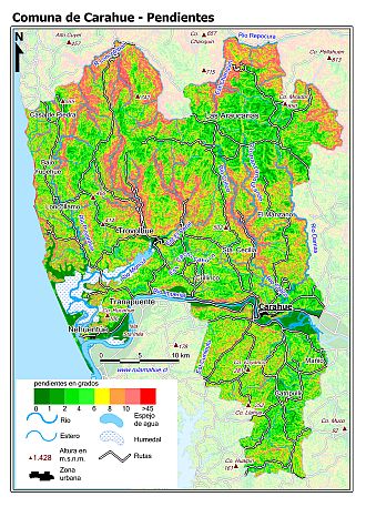 Mapa de las pendientes de terreno