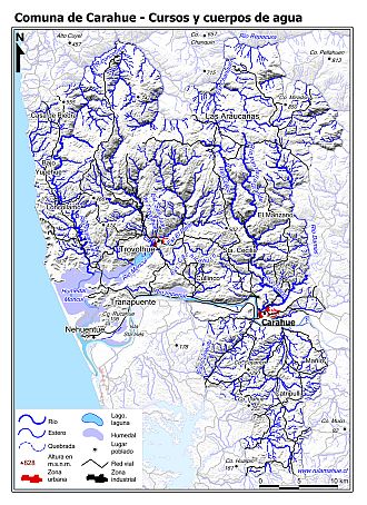 Mapa de la hidrografía de la comuna