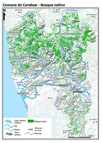 Mapa de la distribución de los bosques nativos