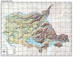 Mapa pequeño de la comuna de Cunco en formato PDF