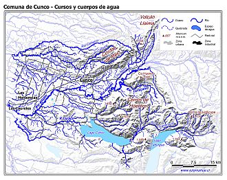 Mapa de la hidrografía de la comuna