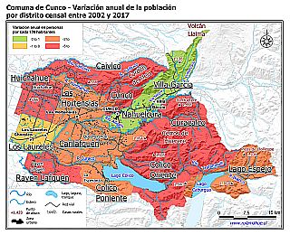 Mapa con la variación anual de la población entre los Censos Nacionales de Población y Vivienda de 2002 y 2017