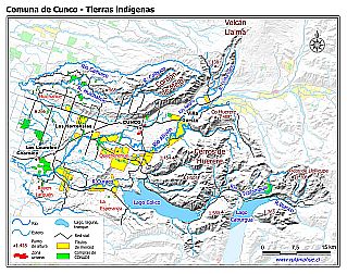 Mapa con las superficies de tierras indígenas