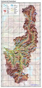 Mapa pequeño de la comuna de Curarrehue en formato PDF