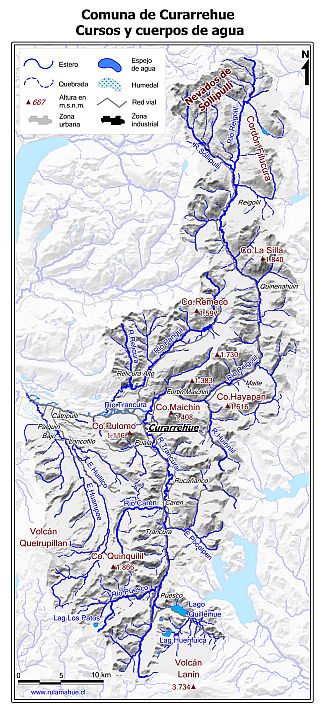 Mapa de la hidrografía de la comuna