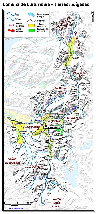 Mapa con las superficies de tierras indígenas