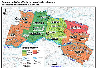 Mapa con la variación anual de la población entre los Censos Nacionales de Población y Vivienda de 2002 y 2017