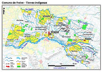 Mapa con las superficies de tierras indígenas