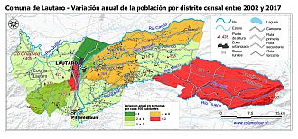 Mapa con la variación anual de la población entre los Censos Nacionales de Población y Vivienda de 2002 y 2017