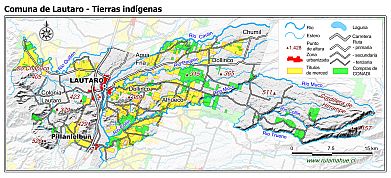 Mapa con las superficies de tierras indígenas