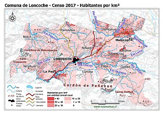 Habitantes por km2 por entidad rural censal