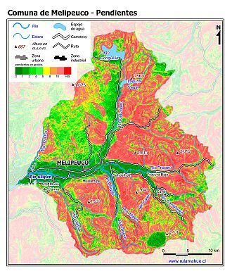 Mapa de las pendientes de terreno
