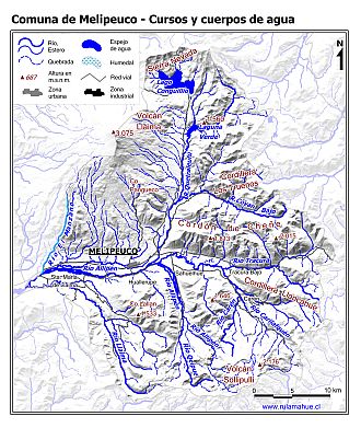 Mapa de la hidrografía de la comuna