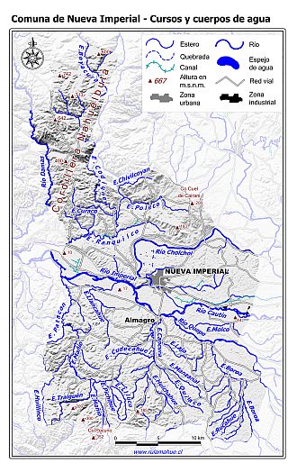 Mapa de la hidrografía de la comuna