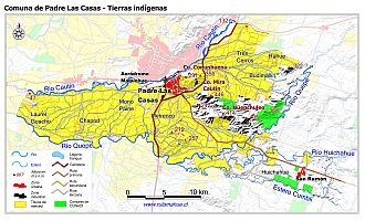 Mapa con las superficies de tierras indígenas