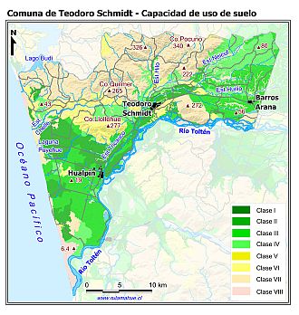 Mapa de la distribución de la capacidad de uso de los suelos