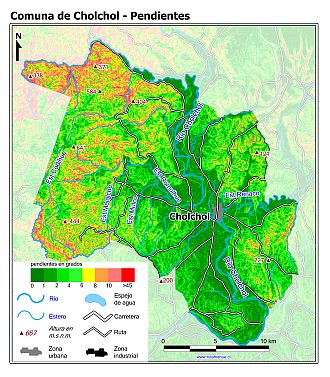 Mapa de las pendientes de terreno