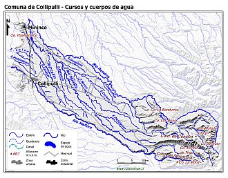 Mapa de la hidrografía de la comuna