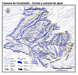 Mapa de la hidrografía de la comuna