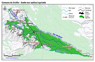 Mapa de la distribución de los suelos con aptitud agrícola