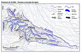 Mapa de la hidrografía de la comuna