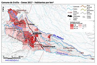 Habitantes por km2 por entidad rural censal