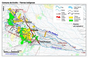 Mapa con las superficies de tierras indígenas