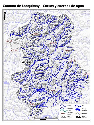 Mapa de la hidrografía de la comuna