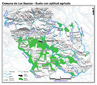 Mapa de la distribución de los suelos con aptitud agrícola