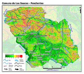 Mapa de las pendientes de terreno