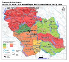 Mapa con la variación anual de la población entre los Censos Nacionales de Población y Vivienda de 2002 y 2017