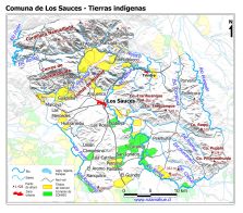 Mapa con las superficies de tierras indígenas