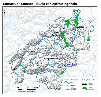 Mapa de la distribución de los suelos con aptitud agrícola