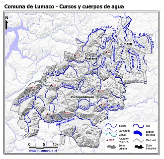 Mapa de la hidrografía de la comuna