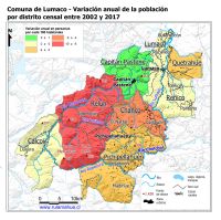 Mapa con la variación anual de la población entre los Censos Nacionales de Población y Vivienda de 2002 y 2017
