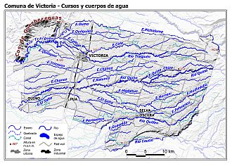 Mapa de la hidrografía de la comuna