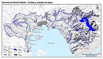 Mapa de la hidrografía de la comuna