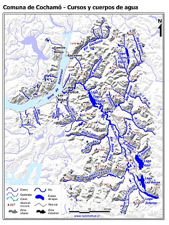 Mapa de la hidrografía de la comuna