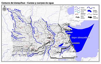 Mapa de la hidrografía de la comuna