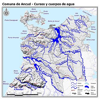 Mapa de la hidrografía de la comuna
