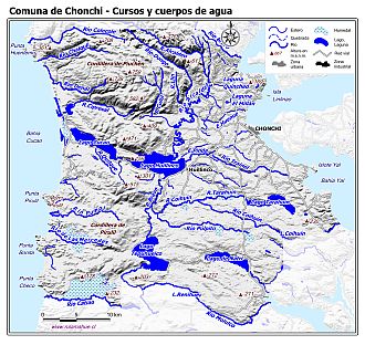 Mapa de la hidrografía de la comuna