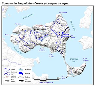 Mapa de la hidrografía de la comuna